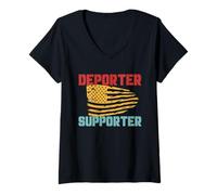 Femme Deporter Supporter Patriotic Retro T-Shirt avec Col en V