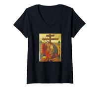 Femme Déposition du Christ Icône orthodoxe Orientale Semaine Houx de Pâques T-Shirt avec Col en V