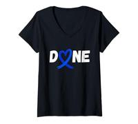 Femme Dernier jour de radiothérapie, chimio, cancer du côlon, Love Heart T-Shirt avec Col en V