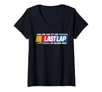 Femme Dernier Tour de Voiture de Course Motorsport Racing Speed Lovers T-Shirt avec Col en V