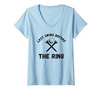 Femme Dernière balançoire Avant Le Ring Balle de Golf Enterrement de Vie de Jeune Fille T-Shirt avec Col en V