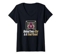 Femme Derrière Chaque étoile est Une mère de théâtre fatiguée T-Shirt avec Col en V