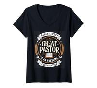 Femme Derrière chaque grand pasteur se trouve une congrégation géniale Jésus T-Shirt avec Col en V