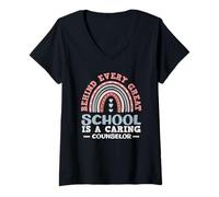 Femme Derrière Chaque Grande école se Trouve Un conseiller Scolaire attentionné T-Shirt avec Col en V