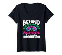 Femme Derrière Chaque Grande école se Trouve Un conseiller Scolaire attentionné T-Shirt avec Col en V