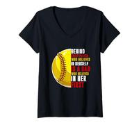 Femme Derrière chaque joueur se trouve papa qui croyait en sa balle molle T-Shirt avec Col en V