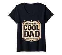 Femme Derrière Chaque Papa Cool est Une fête des pères Encore Plus Cool T-Shirt avec Col en V