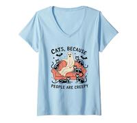 Femme Des chats parce que les gens sont des fantômes effrayants T-Shirt avec Col en V