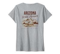 Femme des Chevaux Sauvages de l'Arizona errent en liberté avec Un étalon de Western Salt River T-Shirt avec Col en V