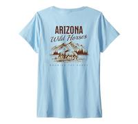 Femme des Chevaux Sauvages de l'Arizona errent en liberté avec Un étalon de Western Salt River T-Shirt avec Col en V