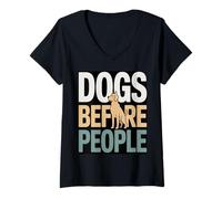 Femme des Chiens drôles Avant Que Les Gens Disent des Amoureux des Chiens T-Shirt avec Col en V