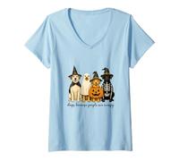 Femme des Chiens Parce Que Les Gens sont effrayants T-Shirt avec Col en V