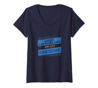 Femme Des conseillers géniaux en deuil qui stimulent l'appréciation des conseillers T-Shirt avec Col en V