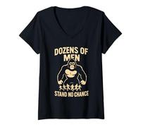 Femme des dizaines d'hommes ne tiennent Aucune Chance Meme T-Shirt avec Col en V