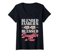 Femme des familles recomposées Ont béni Leur Belle-Fille T-Shirt avec Col en V