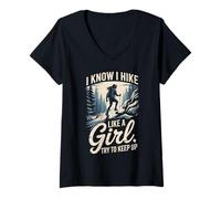 Femme Des filles drôles faisant de la randonnée en montagne, je fais de la randonnée comme une aventure T-Shirt avec Col en V