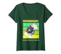 Femme des manigances mystérieuses et douillettes pour la Saint-Patrick Parce qu'un Chat Irlandais T-Shirt avec Col en V