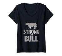 Femme des mèmes drôles et forts drôles pour Les Gens drôles et forts comme Un Taureau T-Shirt avec Col en V