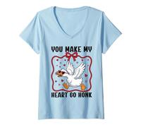 Femme des oies drôles pour la Saint-Valentin, tu Fais klaxonner Mon cœur T-Shirt avec Col en V