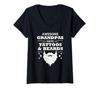 Femme Des papys géniaux ont des tatouages et des barbes pour la fête des pères T-Shirt avec Col en V