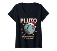 Femme des professeurs de Sciences Amusants - Les Geeks de l'espace n'oublient jamais Pluton T-Shirt avec Col en V