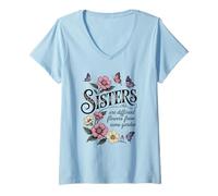 Femme des sœurs différentes Fleurs du même Jardin Correspondant à Une sœur T-Shirt avec Col en V