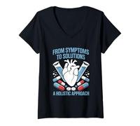 Femme Des symptômes aux solutions Une approche holistique Interniste T-Shirt avec Col en V