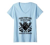 Femme Des symptômes aux solutions Une approche holistique Interniste T-Shirt avec Col en V