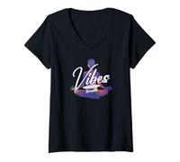 Femme des Vibrations alignées par Le Souffle - T-Shirt avec Col en V