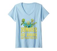 Femme des Zombies drôles mangent des Cerveaux, ne Vous inquiétez Pas, Vous êtes Un Zombie en sécurité T-Shirt avec Col en V