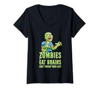 Femme des Zombies drôles mangent des Cerveaux, ne Vous inquiétez Pas, Vous êtes Un Zombie en sécurité T-Shirt avec Col en V