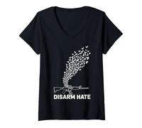 Femme Désarmez la Haine de la Paix Motif colombes Anti-Violence T-Shirt avec Col en V