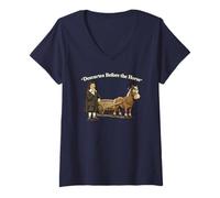 Femme Descartes Philosophie Avant Le Cheval Jeu de Mots drôle T-Shirt avec Col en V
