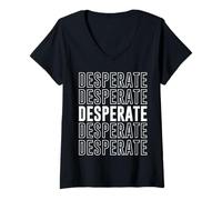 Femme Désespéré T-Shirt avec Col en V
