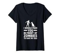 Femme Design amusant avec citation de zombie apocalypse pour les amoureux des chiens T-Shirt avec Col en V