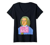 Femme Design Amusant de compositeur Classique « I'll be Bach » T-Shirt avec Col en V