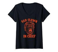 Femme Design amusant de SAD CLOWN IN CHEF patriotique ani-trump T-Shirt avec Col en V
