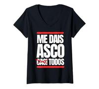Femme Design Amusant Me Dais Asco Presque Tous sans Le Presque Été T-Shirt avec Col en V