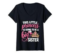 Femme Design Annonce de Petite Princesse Grande sœur T-Shirt avec Col en V