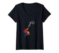 Femme Design Artistique de Tatouage Creative Ink Flow T-Shirt avec Col en V