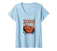 Femme Design Aventure du Parc National de Zion T-Shirt avec Col en V