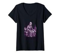 Femme Design Black Agnes Fearless, héroïne écossaise, légende médiévale T-Shirt avec Col en V