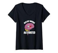 Femme Design cérébral Placebo activé par Le Mode de croyance T-Shirt avec Col en V