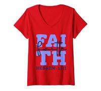Femme Design chrétien inspiré du Verset de la Bible Hébreux 11:1 T-Shirt avec Col en V