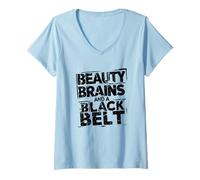 Femme Design Citation Karate Fille Forte T-Shirt avec Col en V