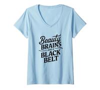 Femme Design Citation Karate Fille Forte T-Shirt avec Col en V
