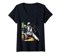 Femme Design coloré Grue Blanche Fujian - Style Kung-fu chinois T-Shirt avec Col en V