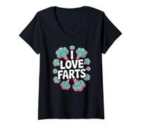 Femme Design comique I Love Farts T-Shirt avec Col en V