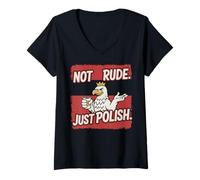 Femme Design culturel Non Grossier, Juste polonais T-Shirt avec Col en V
