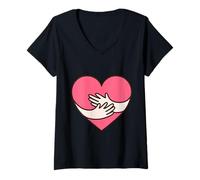 Femme Design cœur câlin Amour et gentillesse T-Shirt avec Col en V